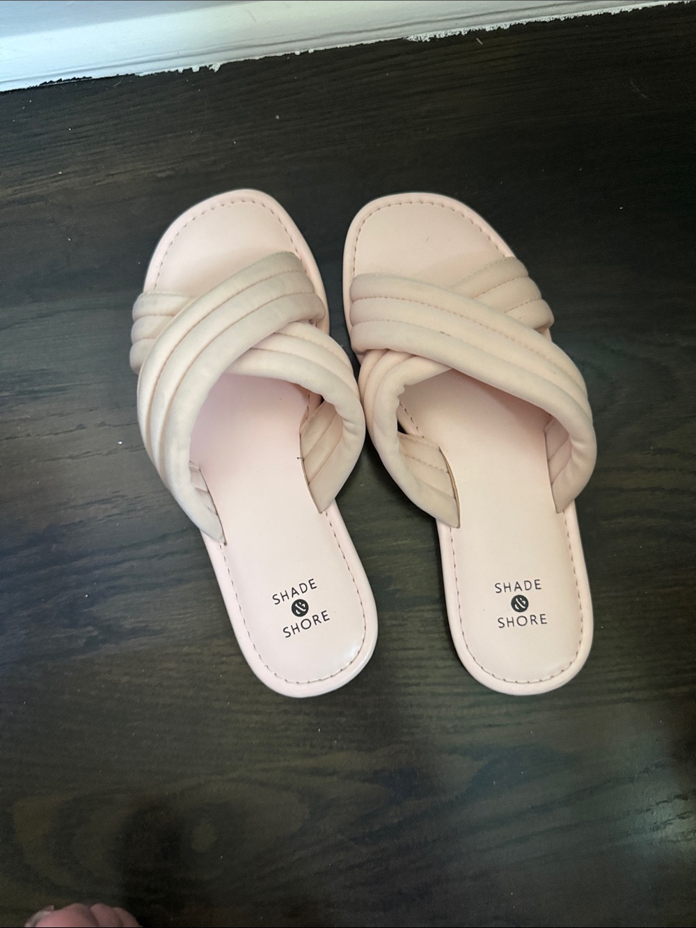 Shade & Shore Blush Quilted Crossover Slide Sandals